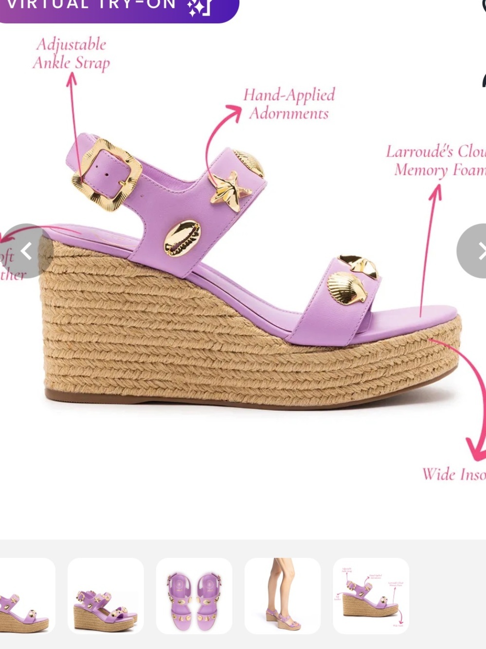 Larroude Madison Espadrille Wedge in Lilac Leather 9 - Picture 4 of 13